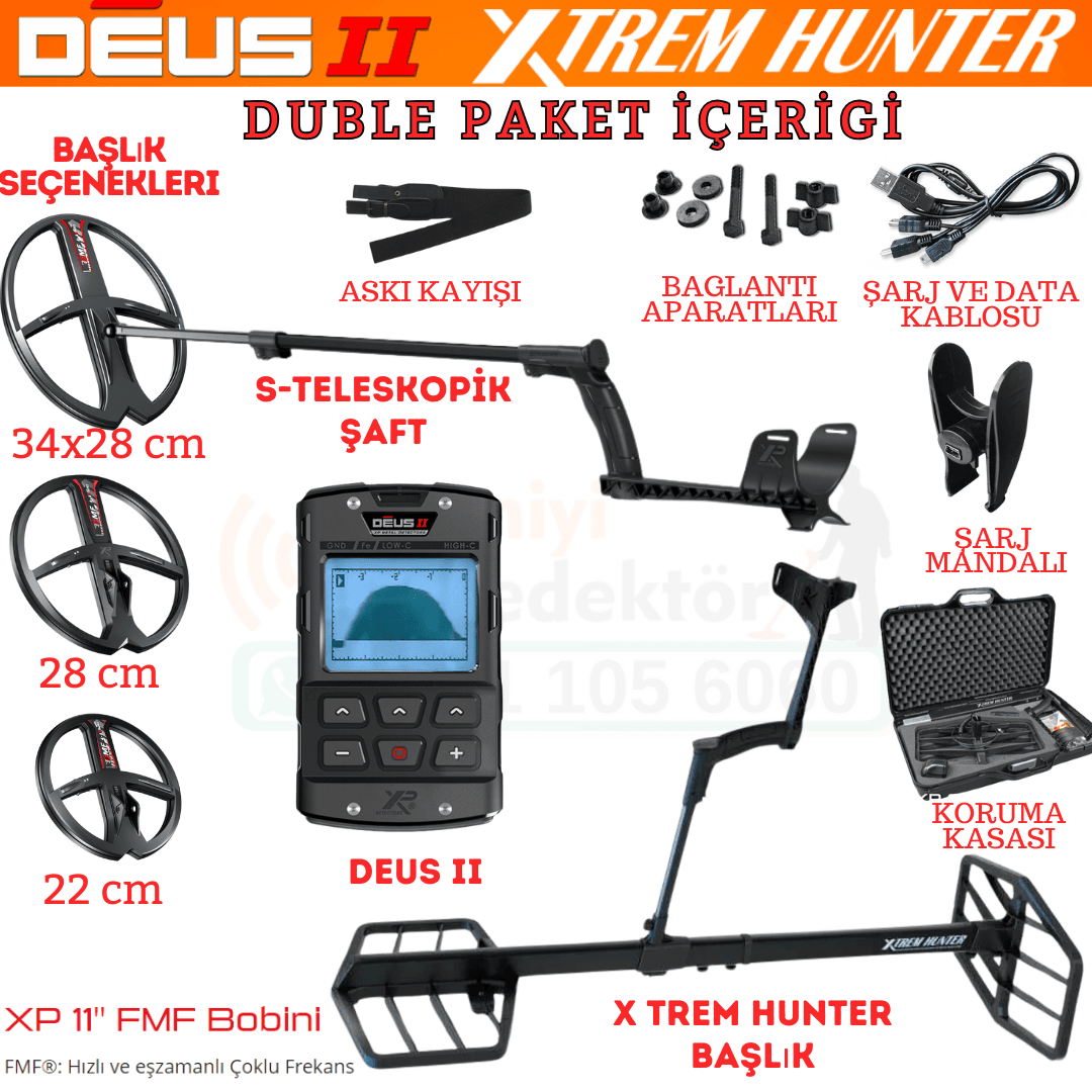 Xtrem Hunter Dedektör - DOUBLE PAKET ( KULAKLIKSIZ ) XP Dedektör