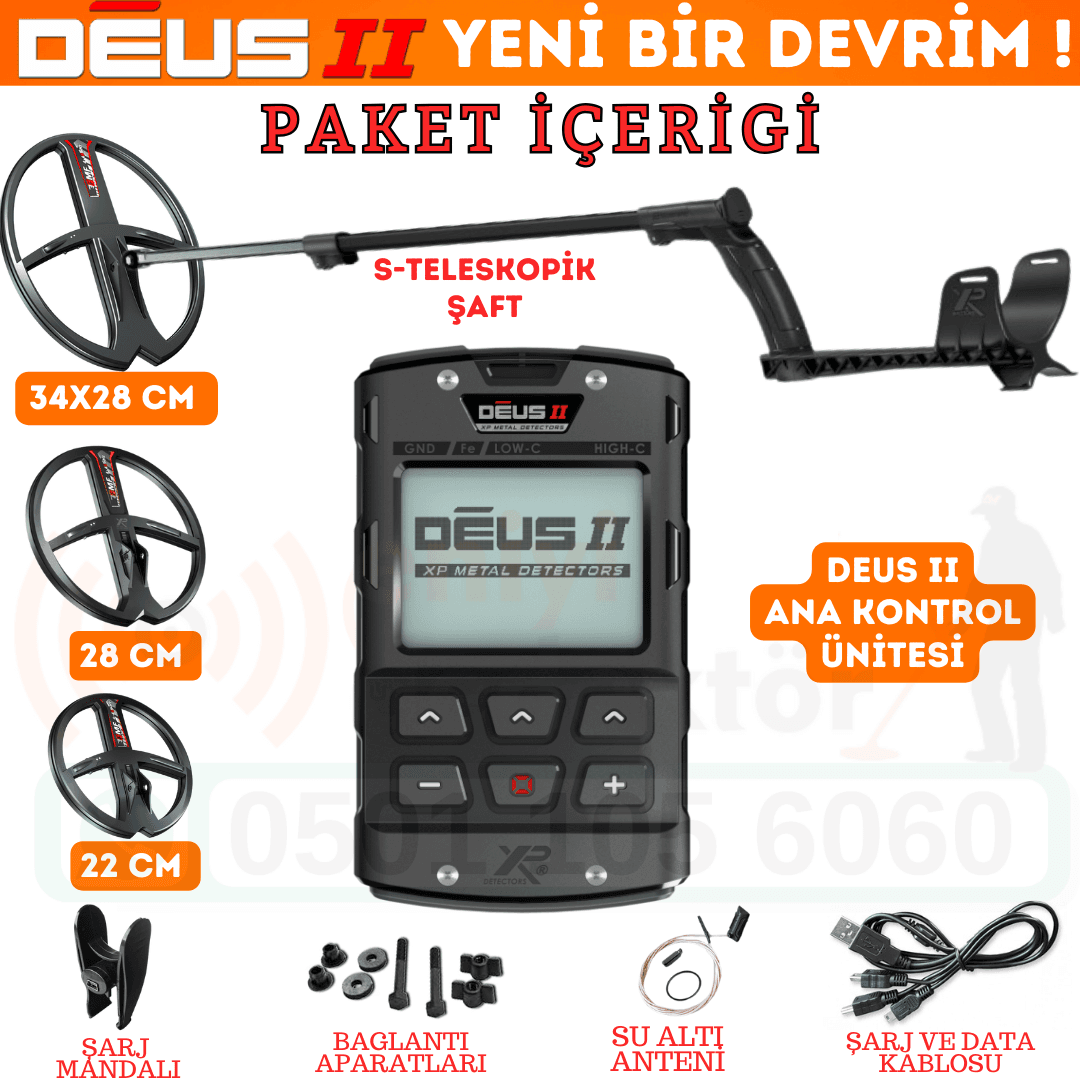 Deus 2 Dedektör - 34x28cm FMF Başlık, Ana Kontrol Ünitesi