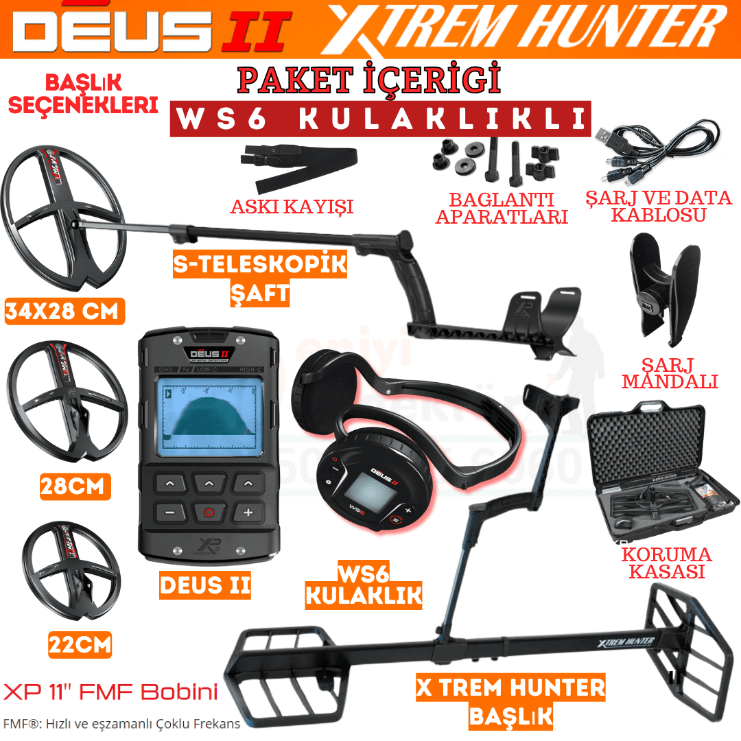XP DEUS 2 - X TREM HUNTER - WS6 ANA ÜNİTE KULAKLIK
