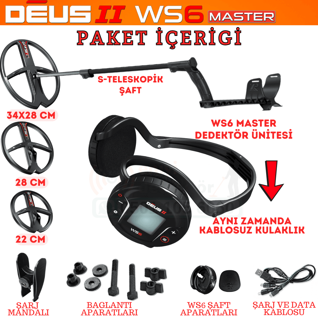 Deus 2 Dedektör - 34x28cm FMF Başlık, WS6 Master