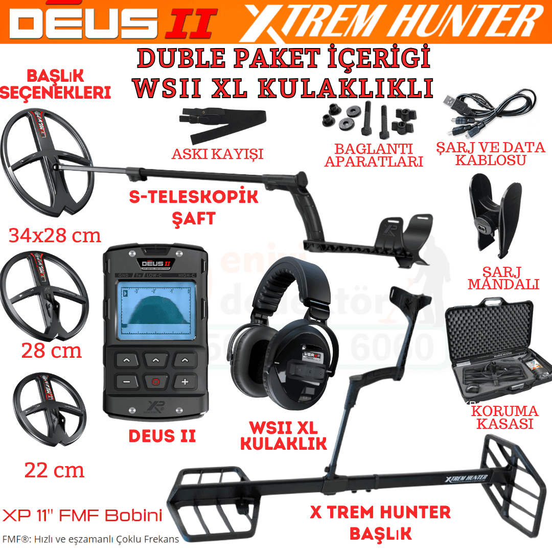 Xtrem Hunter Dedektör - DOUBLE PAKET WSAII XL Kulaklıklı