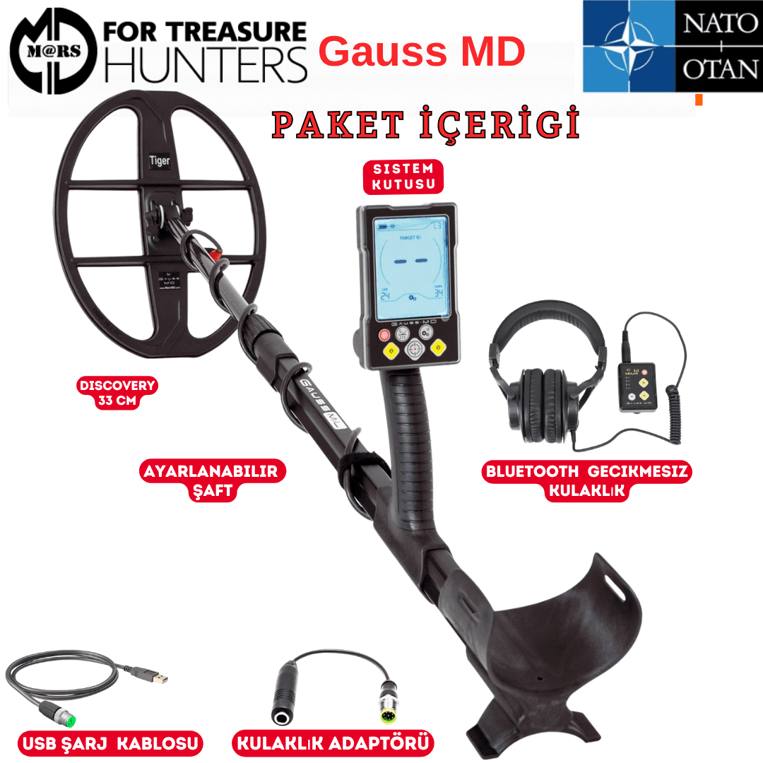 GAUSS MD Dedektör – Discovery 33cm Başlık + Kulaklık